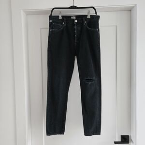 Citizens Of Humanity Liya Distressed Black Straight Leg Pants Size 28